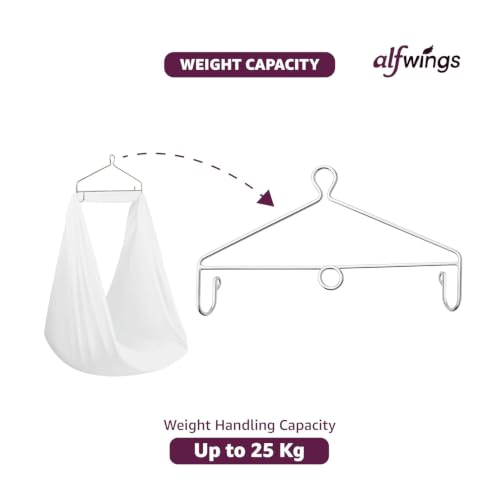 Image of Combo Set Baby Cradle Spring and Hanger | Up to 20 Kg | for Swing Jhula Straight Hanging Spring for, Thottil Hook Jhoola Palna (Silver, Center Hole)
