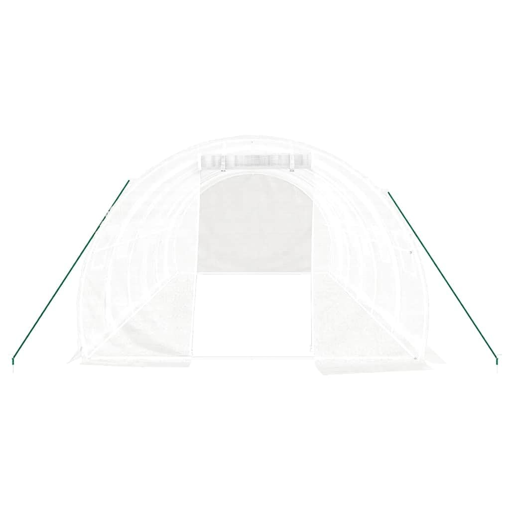 Spaziosa serra da 12 m², copertura in PE bianco, telaio in acciaio zincato, 4 x 3 x 2 m, resistente ai raggi UV, con porta arrotolabile e 4 finestre a rete per uso esterno in giardino