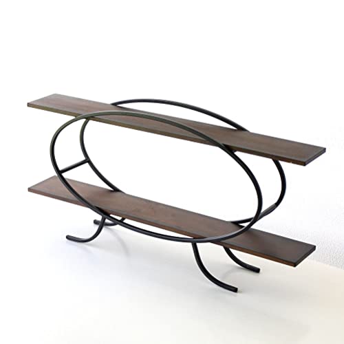 飾り棚 木製 スリム 卓上 2段 和風 モダン アンティーク おしゃれ 玄関 横長 幅70 奥行12 ディスプレイシェルフ 楕円