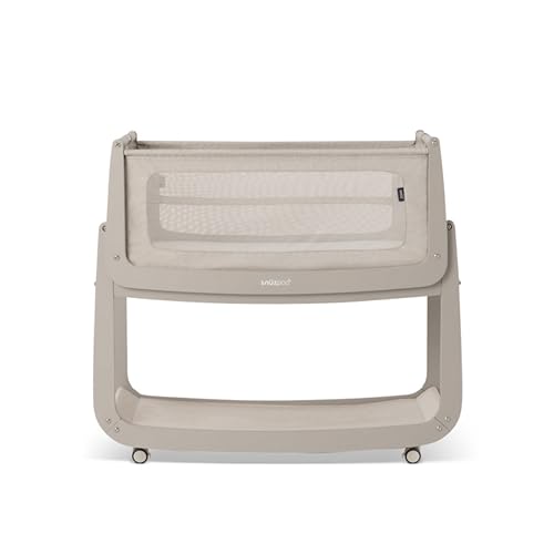 Image of SnuzPod 5 Bedside Crib - Newborn Next to Me Crib with Zip Down Breathable Windows, Lift-Off Bassinet, Portable & Rocking Stand, 3-in-1 Baby Bed with Wheels & Mattress, Pebble