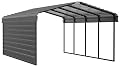 Arrow Carports Galvanized Steel Carport, with 1-Sided Enclosure, Compact Car Metal Carport Kit, 12' x 20' x 7', Charcoal
