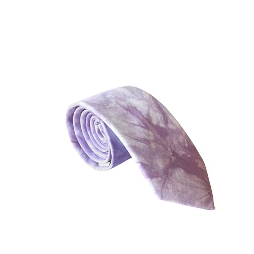 THOM Mens Purple Tie - Lavender Dye Pattern for Weddings, Business, or Formal Wear - Handmade With 100% Cotton (Purple Cloud)
