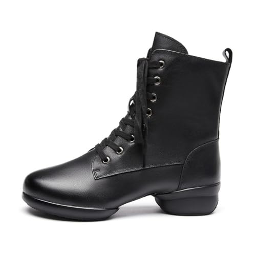Men's Dancing Boots, Leather Ballroom Dance Character Shoes for Male High Top Modern Salsa Latin Tango Shoes