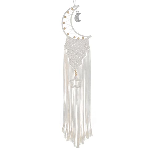 nuanzhiyuan Atrapasueños, estrella, luna, campanas, Navidad, decoración para colgar en la pared, macramé, adorno para el hogar, hecho a mano para niña