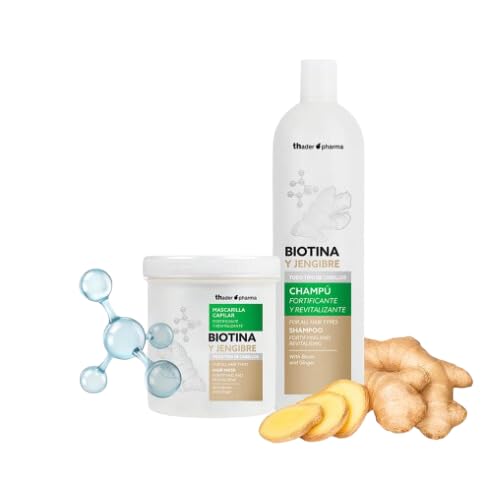 Pack Champú + Mascarilla TH PHARMA de Biotina y Jengibre - Cuidado Capilar Fortalecedor, 500 ml