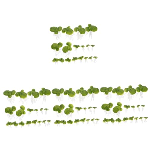 SUNCN 72個 模造植物 池のウキクサの装飾 の葉 水族館浮遊 人工の 水生品 観賞 水槽の テラリウム Green 塩ビ -