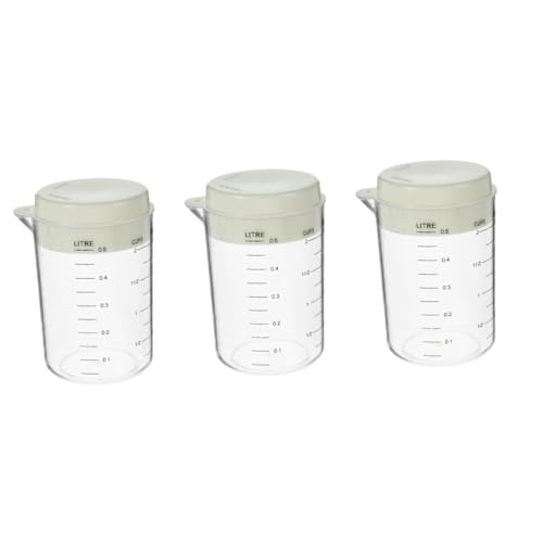 Holibanna 3 Pièces Tasse de compensation de cuisson petit lait réutilisable Pâtisserie couvercles tasses gobelet doseur tasse avec balance Coupe de mesure graduée tasse à café pp Transparent