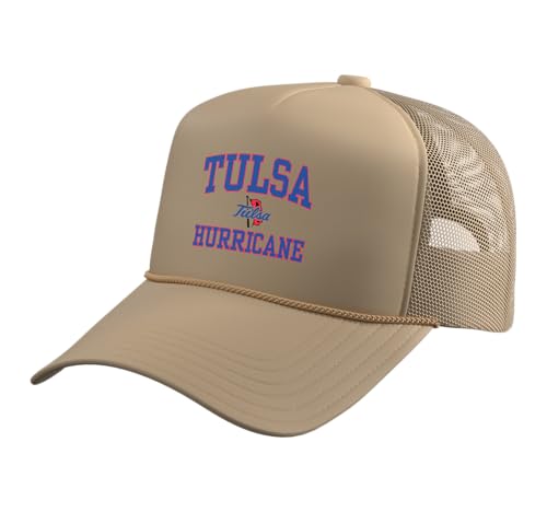 Tulsa Golden Hurricane | Official NCAA Merch | NCAFTUL05 Trucker Hat with Adjustable Mesh Back, Khaki