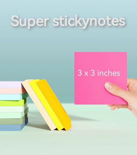 （24 Pads） Rhawom Sticky Notes,3x3 in Colorful Post Notes,Super Sticking Power,12 Aesthetic Colors,Pretty Sticky Notes 45 Sheets/pad,Bulk Pack image 5