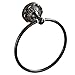 Negro Mate Retro Toalleros De Aro, Redondo Montaje En Pared Toallero con Patrón De Pétalos Durable Latón Toallero Barra para Casa Hotel-D:18cm(7.1inch)