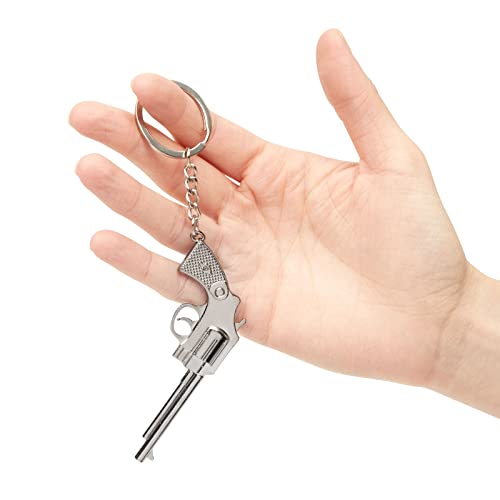 Juvale 6-Pack Mini Gun Keychains For Men, Silver Metal Pistol Key Ring Pendants (6 Assorted Designs) #TOP3