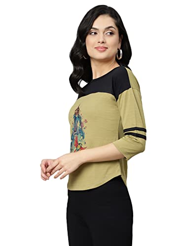 Image of OM SAI LATEST CREATION Women's New 3D Printed Lycra 3 /4 Sleeve Regular Fit Office wear,Casual wear Western Top