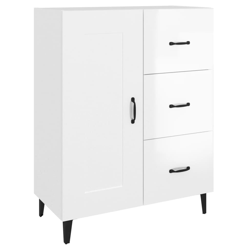 vidaXL Aparador Armario Mueble Auxiliar Almacenamiento Sala de Estar Comedor Cocina Dormitorio de Madera Contrachapada Blanco Brillante