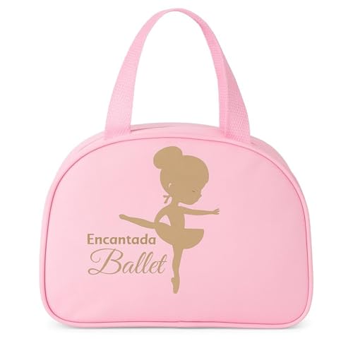 Bolsa Infantil Encantada Ballet para Aula de Dança em Bagum Impermeável com Estampa Dourada Charmosa (Rosa)