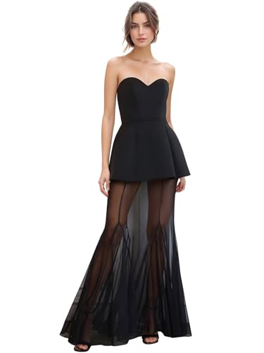 GEUOYEE Chiffon Wedding Guest Dresses Elegant Strapless Sweetheart Dress for