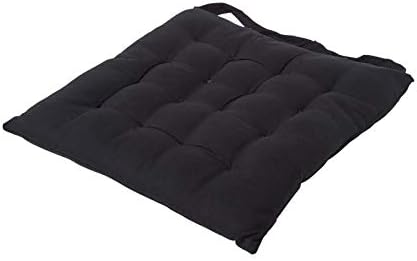 HOMESCAPES Grey Seat Pads for Dining Chair, Set of 6 100% Cotton Chair Pads with Straps, 40x40 cm