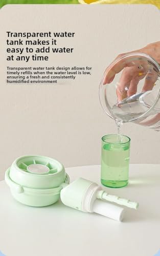 Image of TechPride Mini Portable Handheld Mist Fan, USB Rechargeable, 1200mAh Battery, 3 Speed Modes, Transparent Water Tank (White)