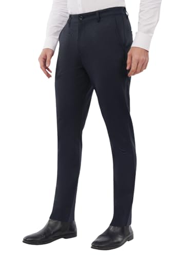 Image of SaintX Men's Formal Slim Fit Trouser | Twill Weave Premium 4-Way Stretchable High GSM Fabric Pants | Textured Classic & Modern Styled Chinos | Business Casual Office /Anytime Wear