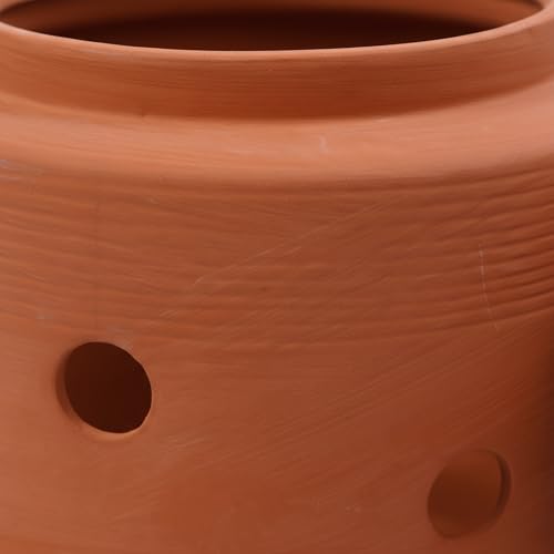 Relaxdays Wurmkomposter zum Eingraben, 3 L, Wurmturm für Küchenabfälle, Deckel, Komposter Garten & Beet, Ton, terrakotta