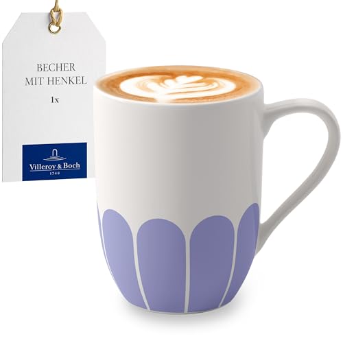 Villeroy & Boch - Fleur bleu Henkelbecher blau, Spülmaschinenfest, Mikrowellensicher, Becher für Kaffee & Heißgetränke, Teetasse, Tasse mit Griff, Kaffeebecher, Kaffeetasse, Premium Porzellan