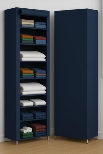 Image of VIPEK Foldable Wardrobe for Clothes, Cloth Organizer for Storage with 6 Shelves, Multipurpose Clothes Rack for Home & Bedroom (Navy Blue, 9 Layer)