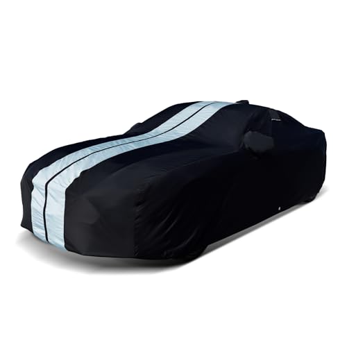 Image of iCarCover Premium Car Cover for 2008-2011 BMW M3 Sedan Heavy Duty Waterproof All Weather Automobiles Custom Fit Full Exterior Indoor Outdoor UV Snow Rain Protection Covers (Stripe - Black /Gray)