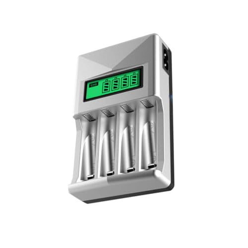 HOMOBABE Caricabatterie Intelligente Usb Lcd a 4 Alloggiamenti Per Batterie Aa e Aaa, Ricarica Rapida Con Mantenimento, Compatibile Con Batterie Ricaricabili