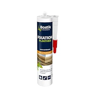 Bostik Colle de Fixation pour Plinthe en Bois, PVC et Medium – Colle Mastic Acrylique pour Parquets – Usage Intérieur – Prise Immédiate – Sans Solvant – Blanc – Cartouche 310 ml