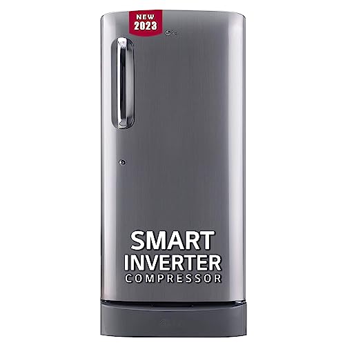 LG 185 L 5 Star Inverter Direct-Cool Single Door Refrigerator (GL-D201APZU, Shiny Steel, Base stand with drawer)