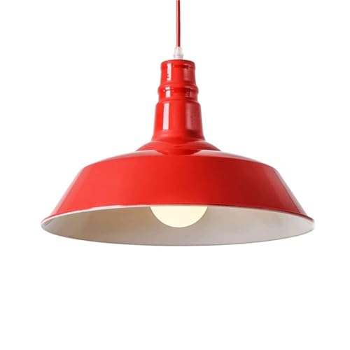Pendentif de plafond vintage en métal rouge finition rétro 36cm