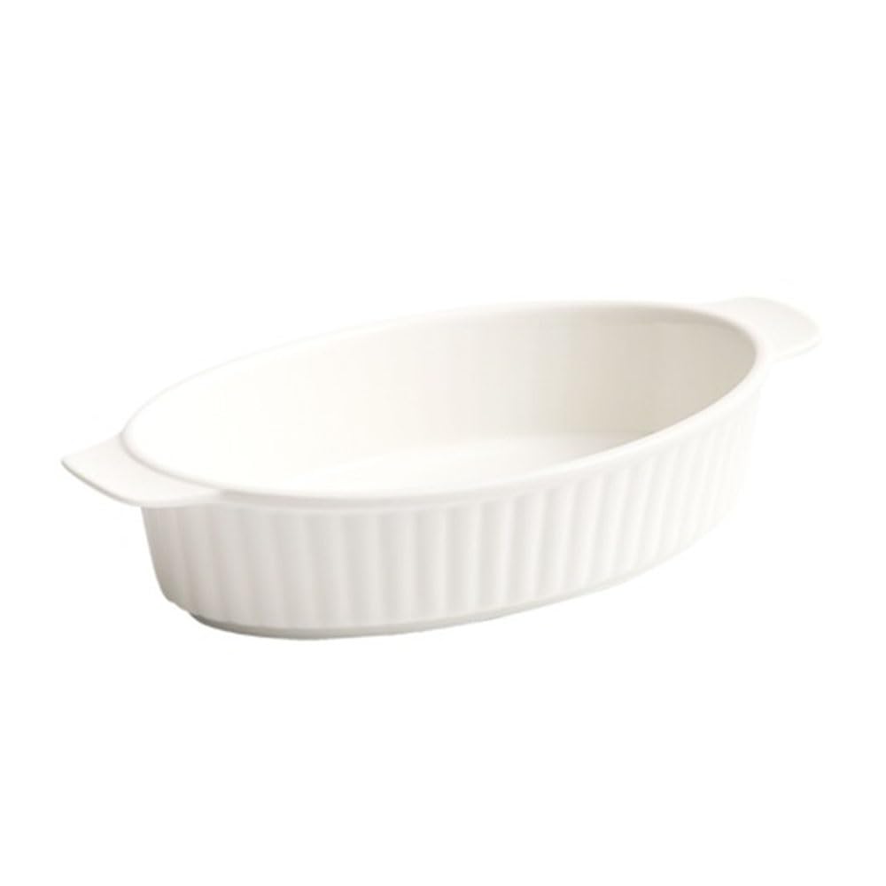 Naczynie do pieczenia 9,5-calowa, 600 ml, biała, ceramiczna miska do pieczenia, owalna, z podwójnym uchwytem, ​​do piekarnika mikrofalowego Zapiekanka