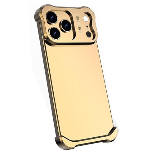 For IPhone 17 Pro Max/17 Pro/17 Air/17用ケース、メタル放熱カバー、アロマセラピースリムシェル、ミニマリスト、落下防止ケース(Gold,17 Pro)