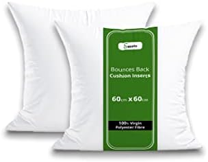 EGYPTO Pack of 4 Cushion Inserts 60cm x 60cm  Soft & Plump 24 x 24 Cushion Insert  Hypoallergenic Bounce Back Cushion Pads for Sofa & Couches (Pack of 4-24" x 24")