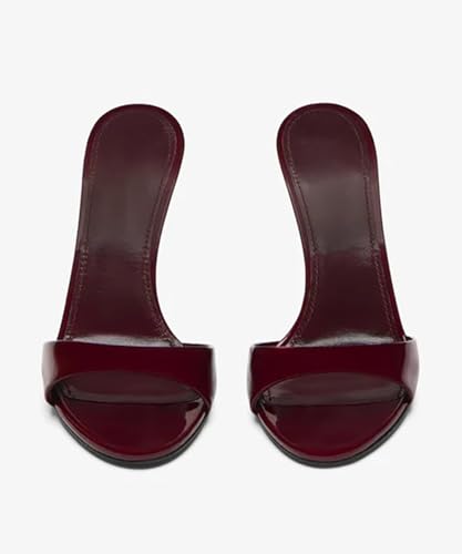 Beauty Cry Mule Heels for Women Patent Leather Stiletto High Heel Backless Sandals3