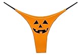 Southern Sisters Jack O Lantern Carved Pumpkin Face Underwear For Women Thong Orange medium