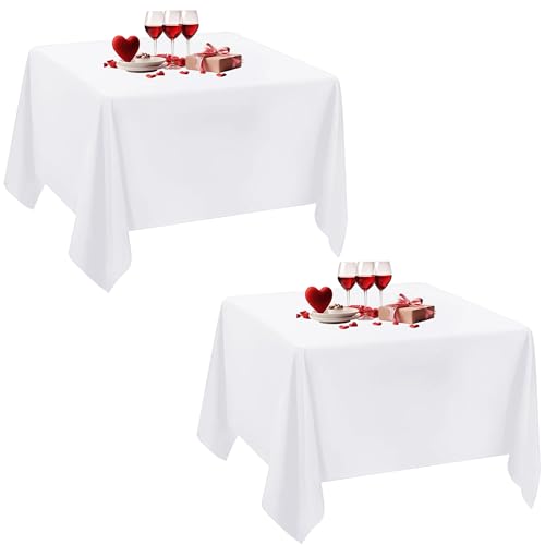 Nappe carrée blanche en polyester lavable pour table hôtel restaurant dîner - 2