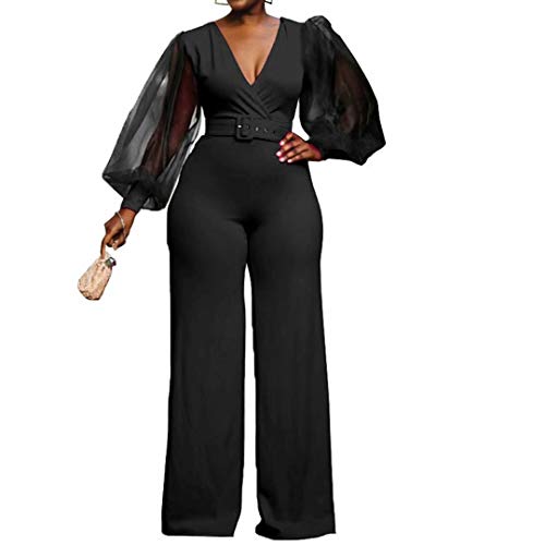 IyMoo Women Off The Shoulder Long Sleeve Wide Leg Jumpsuit 609 Black Large