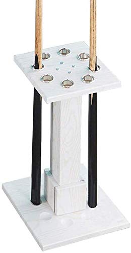 TBLOTYD Square Solid Wood Standing Billiard Cue Shelf, Vertical Standing Cue Holder, Billiard Bar Storage Brackets for Billiard Rooms-White,