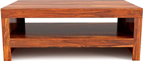 Image of Douceur Furnitures Solid Sheesham Wood Coffee Table | Wooden Centre Table for Living Room, Bedroom, Guest Room, Home, Office, Hotel & Cafe | Honey Finish | DIY (Do It Yourself)