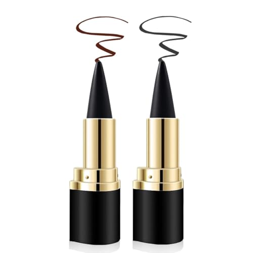 Wimode 2 Colors Gel Eyeliner Set,Quick-Dry Cream Eyeliner Waterproof and Smudge Proof Eye-liner Pencil Long-Lasting Matte Black Eye liner Stick for Women Girls(04 Black+02 Brown)