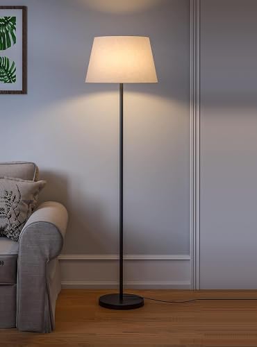 Image of Day Lights Metal Floor Lamp Standing Modern Lamp Shade for Living Room Corner, Home, Hotel, Office 12 Inches, 4Ft Height (Beige)