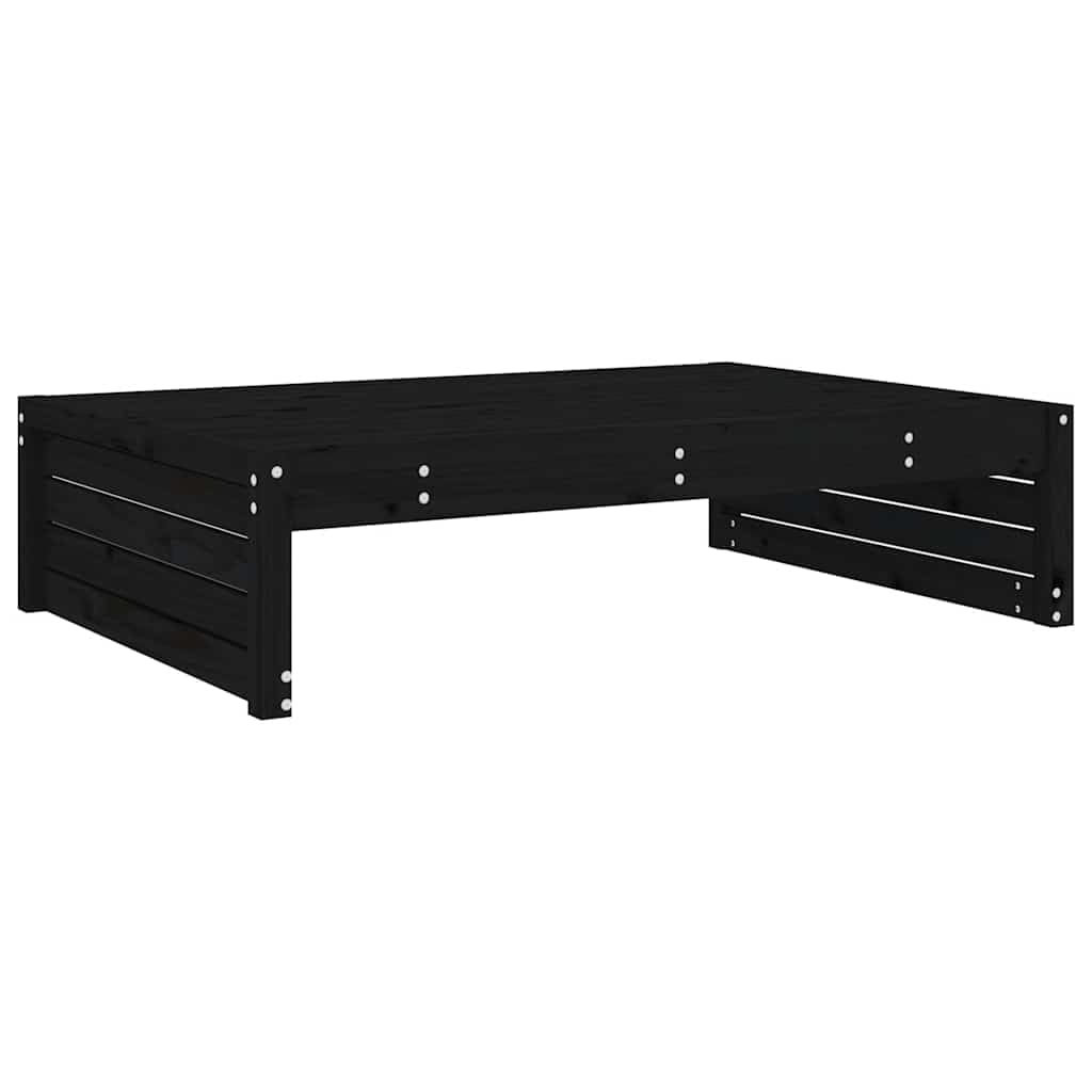 Taboret ogrodowy czarny, 120 x 84 x 30 cm, lite drewno sosnowe, do użytku na zewnątrz, z poduszkami w kolorze antracytowym, na taras, balkon, zestaw mebli modułowych