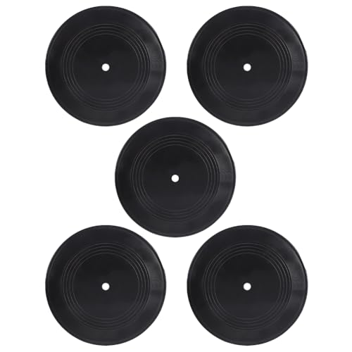 Garneck - Garneck Lot de 5 disques vinyles vierges des années 50 Rock and Roll - Décorations de fête musicale - Décoration murale pour chambre à coucher, discothèques, studio de musique, hip-hop
