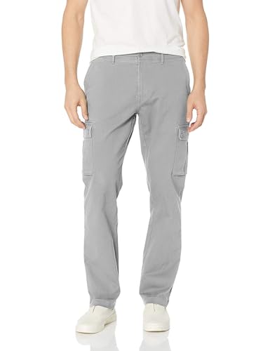 Amazon Essentials Men's Slim Fit Stretch Work Cargo Trousers (Available in Big & Tall), Light Grey, 35W / 34L