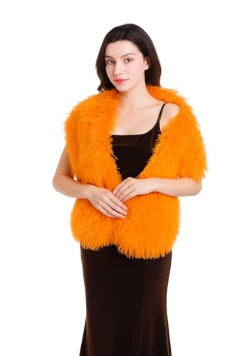 RomanticDesign Women Faux Fur Shawl Fluffy Bridal Wedding Sleeveless Wrap Warm Winter Stole Cape for Prom Evening Party4