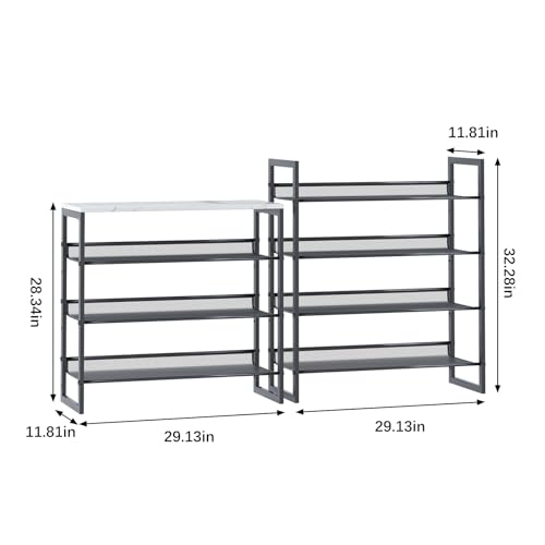 Garden 4 you Shoe Rack 8 Tiers Shoe Storage Organizer,Large Capacity Storage Rack with White Tabletop,Adjustable Metal Shelf Stackable Shoe Shelf for Entryway Hallway Living Room Closet