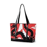 DRAGON - Bolsas simples negras para mujer para el trabajo con cremallera para mujer, bolsa profesional para viajes, artículos esenciales, regalos de playa, regalos de cumpleaños para mujeres con