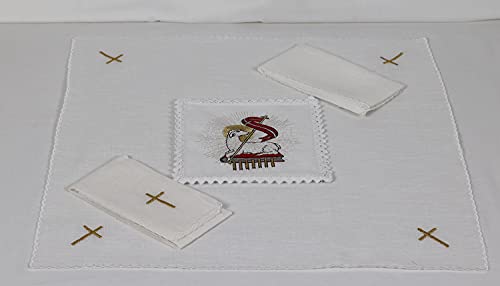 Church Atelier Altar Linens Set With Easter Lamb And Bible Design (Pall, Purificator, Towel, Corporal) #TOP2