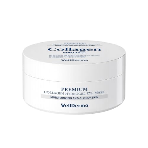 WellDerma Collagen Hydrogel Eye Mask (60 Patches, 90g) Under Eye Patches for Dark Circles, Puffiness, Wrinkles and Fine Lines - Korean Skincare