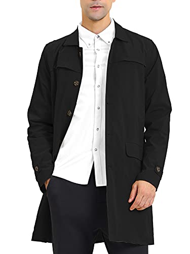 Lars Amadeus Men's Trench Coat Single Breasted Button Down Jacket Long Overcoat2